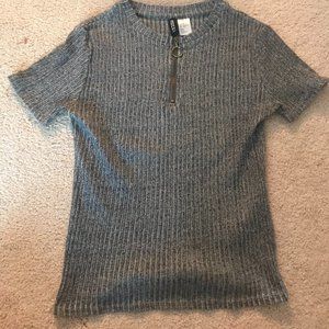 Grey Tight T-Shirt with Zipper